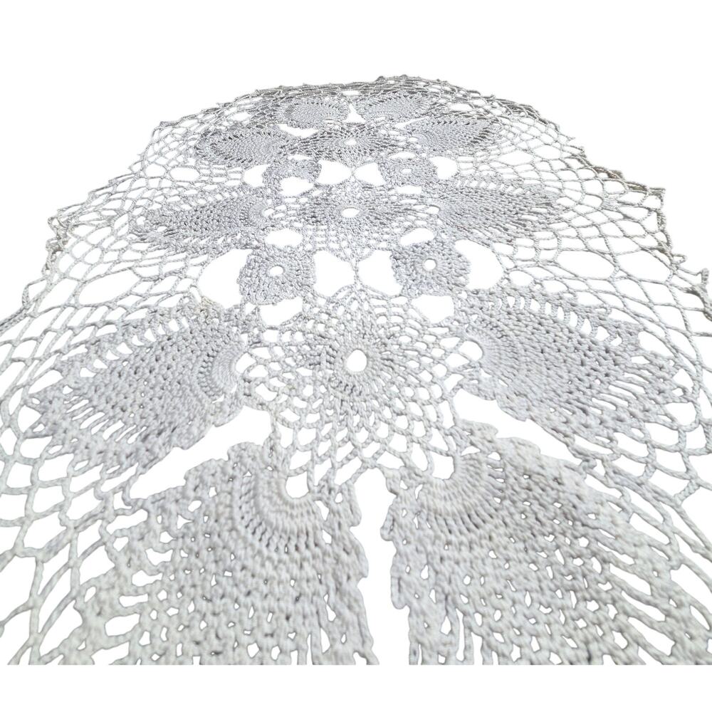 Pineapple Stitch Crochet Doily Table Runner Grandma Cottage Laced Up